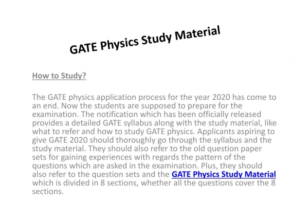 GATE Physics Study Material