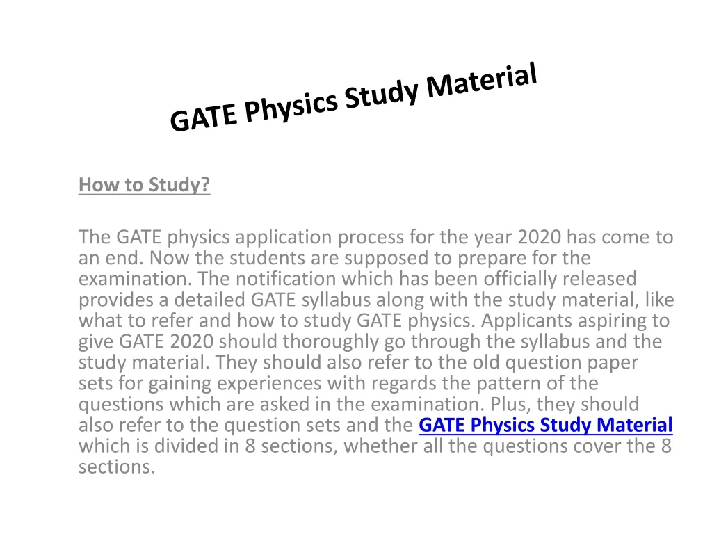 gate physics study material