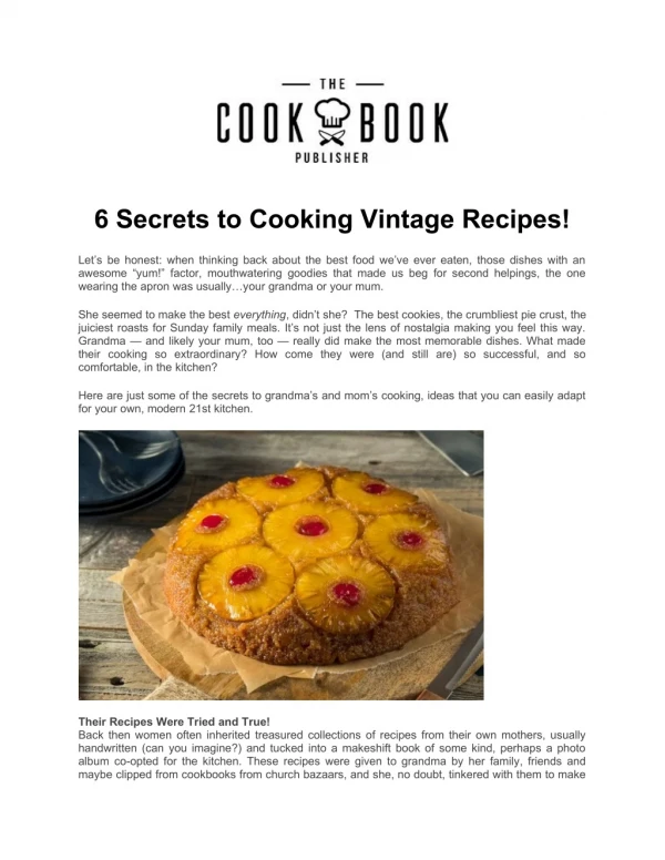 6 Secrets to Cooking Vintage Recipes!