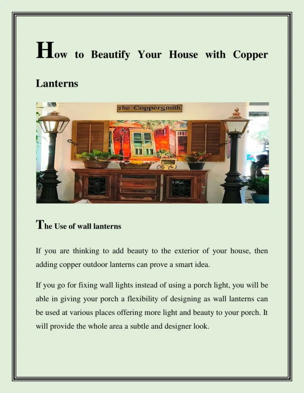 How to Beautify Your House with Copper Lanterns