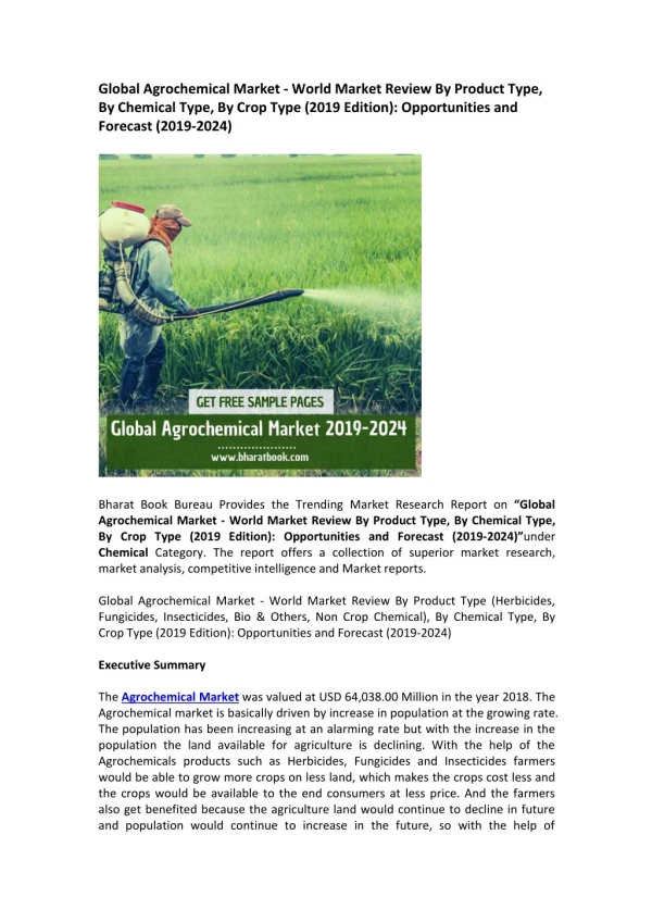 Global Agrochemical Market Outlook Report 2019-2024