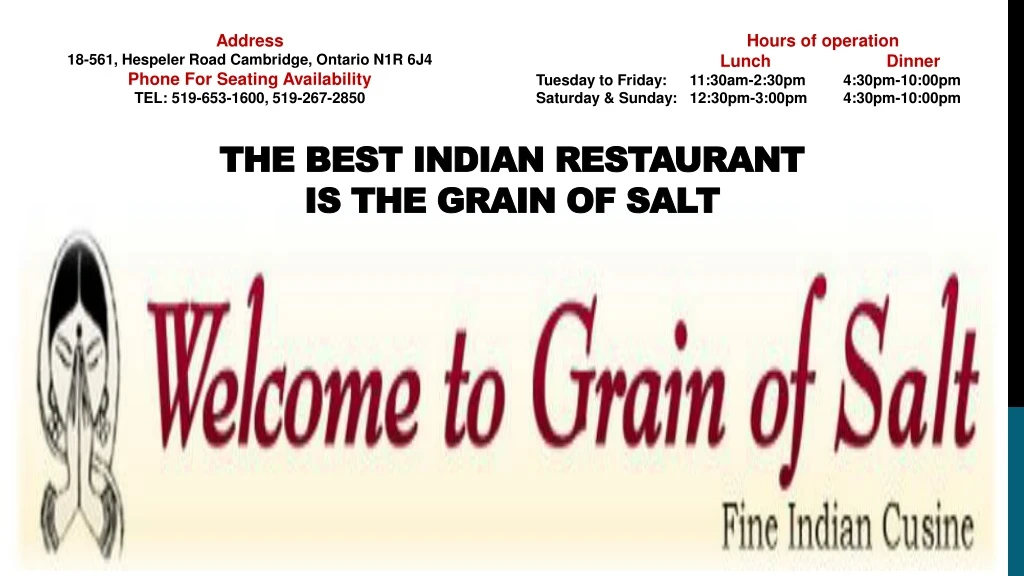 the best indian restaurant is the grain of salt