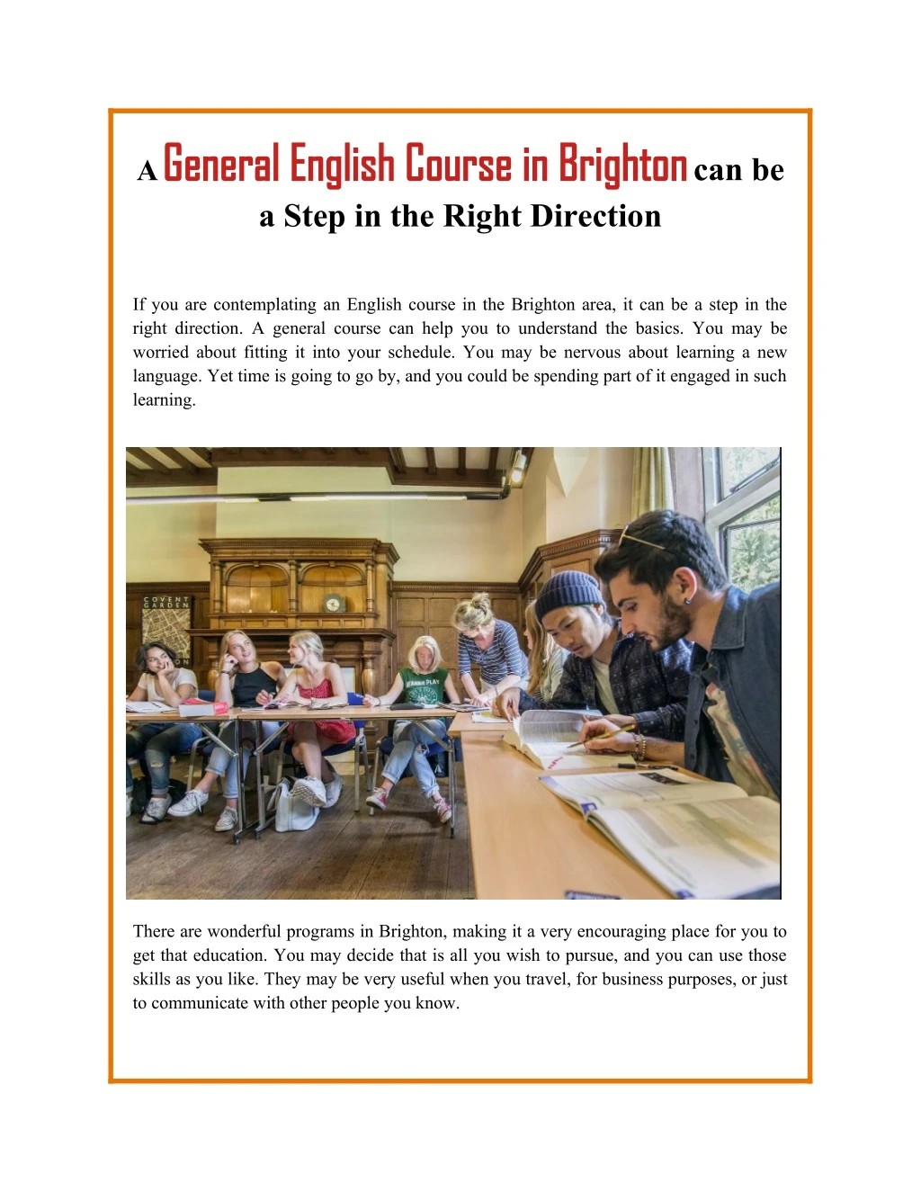 a general english course in brighton general