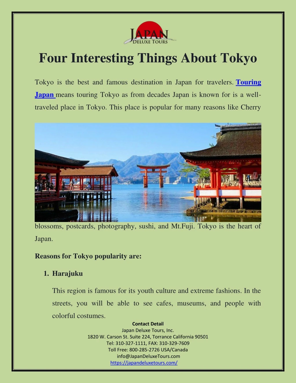 four interesting things about tokyo
