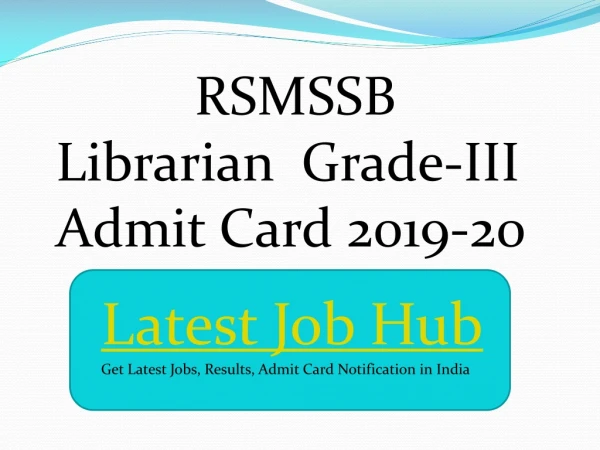 RSMSSB Librarian Admit Card 2019-20