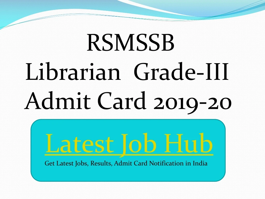 rsmssb librarian grade iii admit card 2019 20