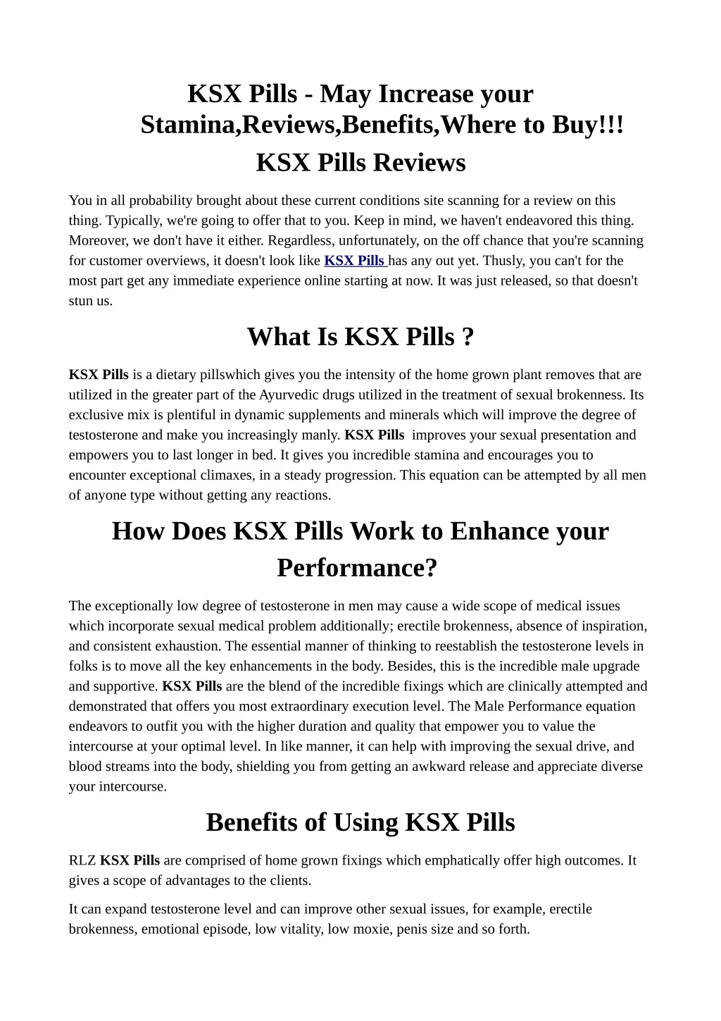 ksx pills may increase your stamina reviews