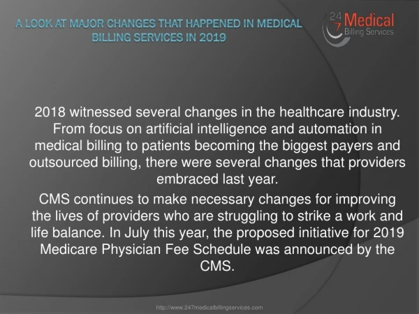 A look at major changes that happened in Medical Billing Services in 2019