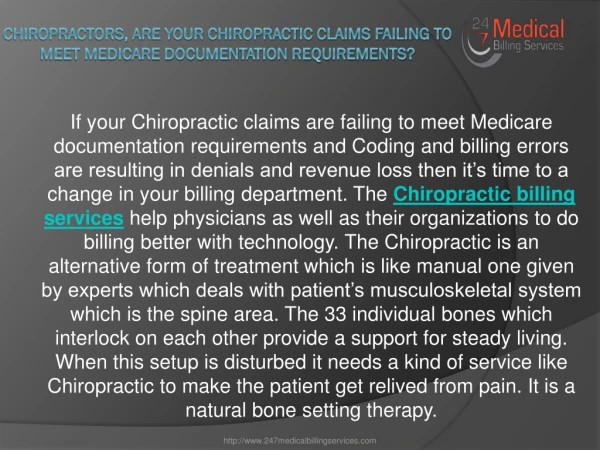 Chiropractors, Are your chiropractic claims failing to meet Medicare documentation requirements?