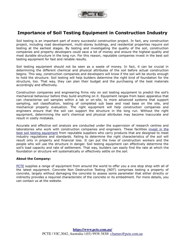 Importance of Soil Testing Equipment in Construction Industry