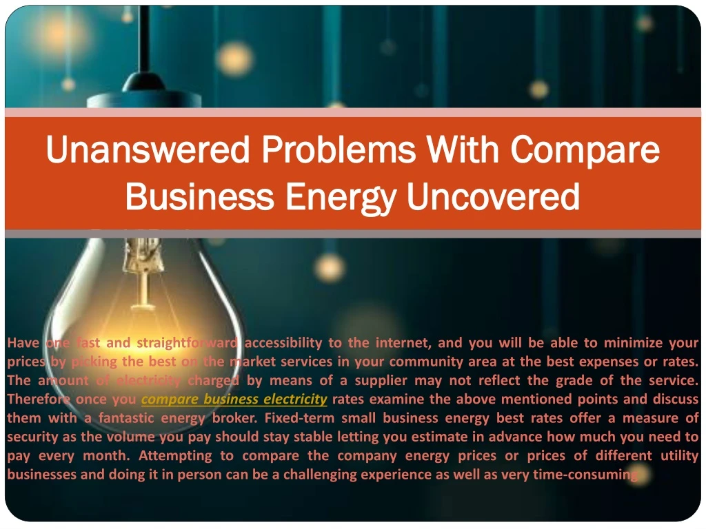 unanswered problems with compare business energy uncovered