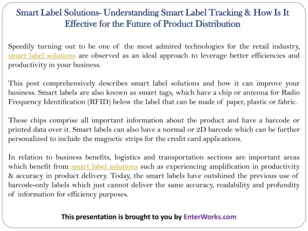 Smart Label Solutions- Understanding Smart Label Tracking & How Is It Effective for the Future of Product Distribution