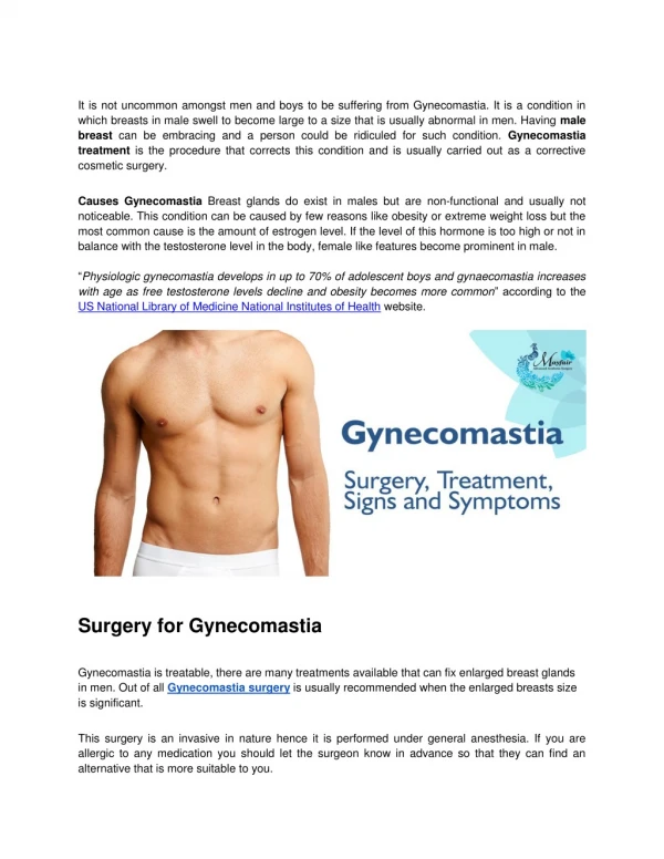 Gynecomastia surgery treatment pros and cons: