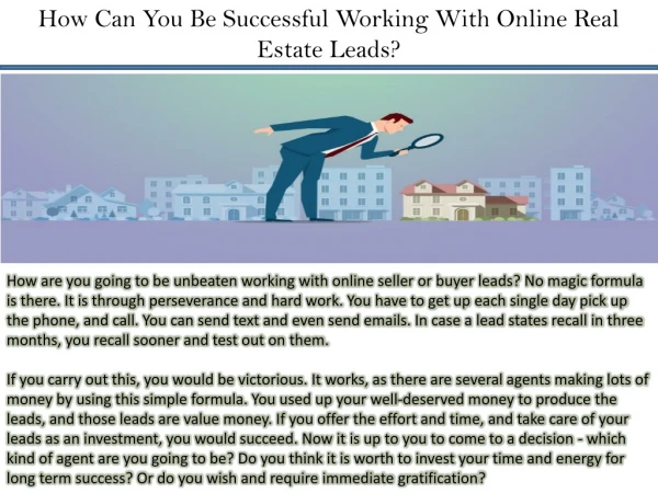 How Can You Be Successful Working With Online Real Estate Leads?