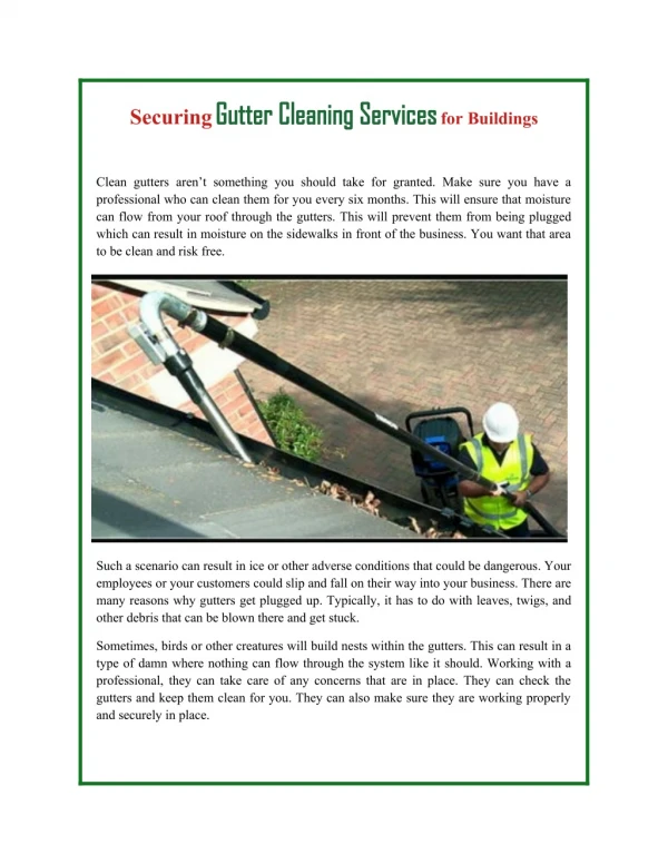 Securing Gutter Cleaning Services for Buildings