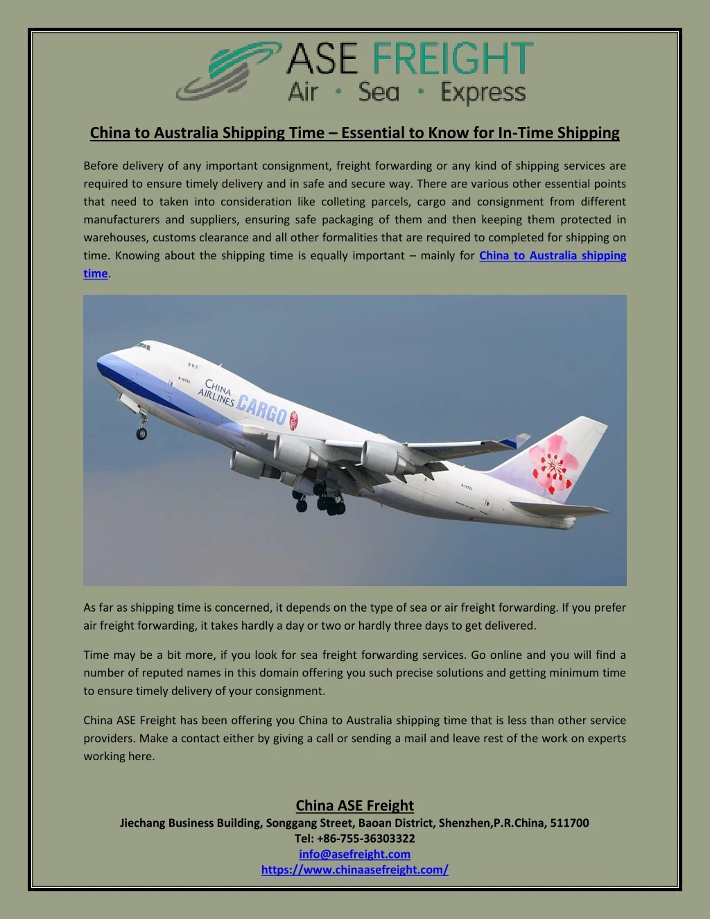 china to australia shipping time essential