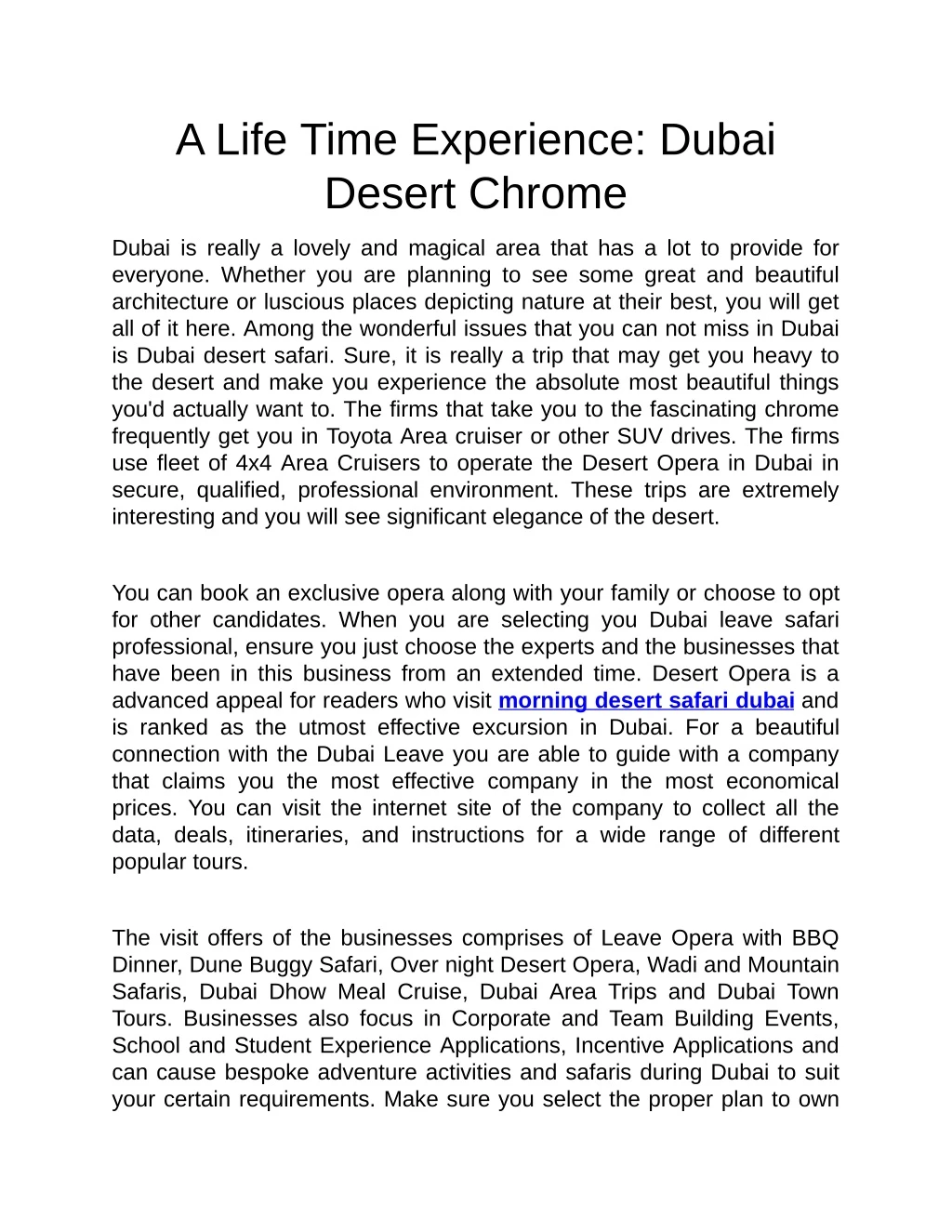 a life time experience dubai desert chrome