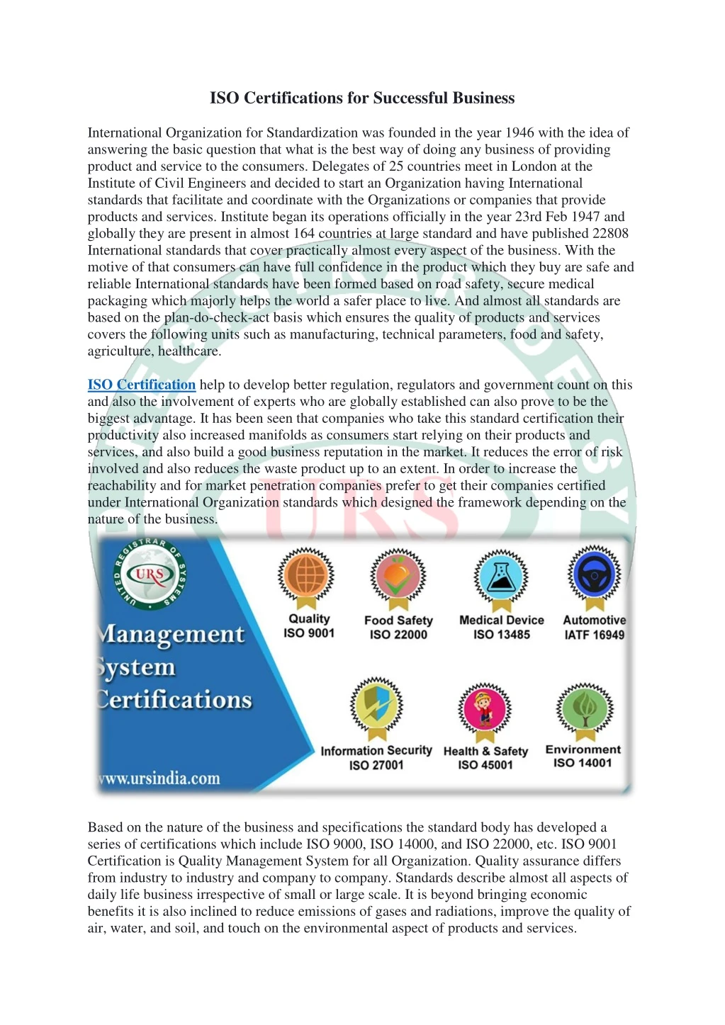 iso certifications for successful business