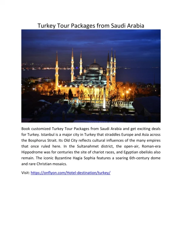 Turkey Tour Packages from Saudi Arabia