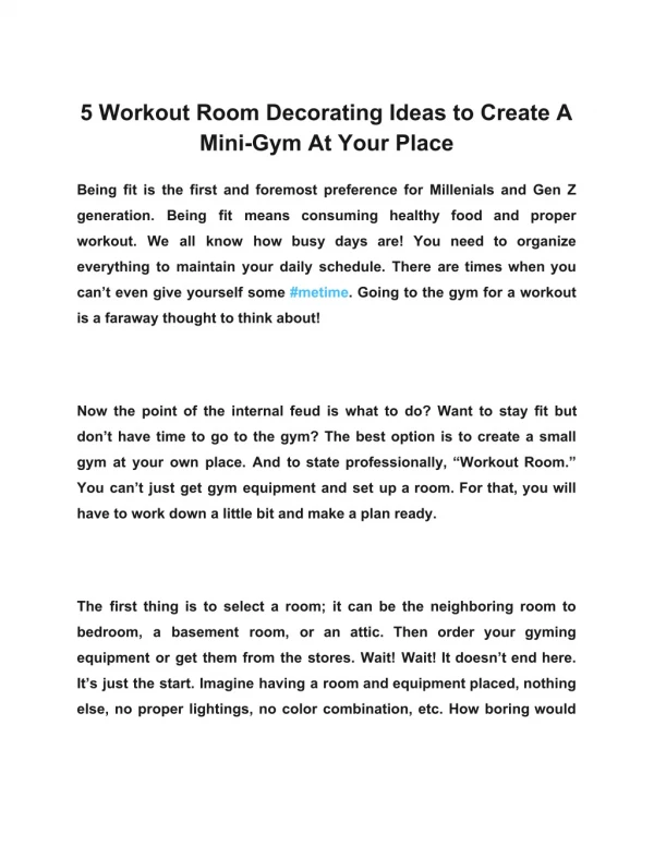 5 Workout Room Decorating Ideas to Create A Mini-Gym At Your Place