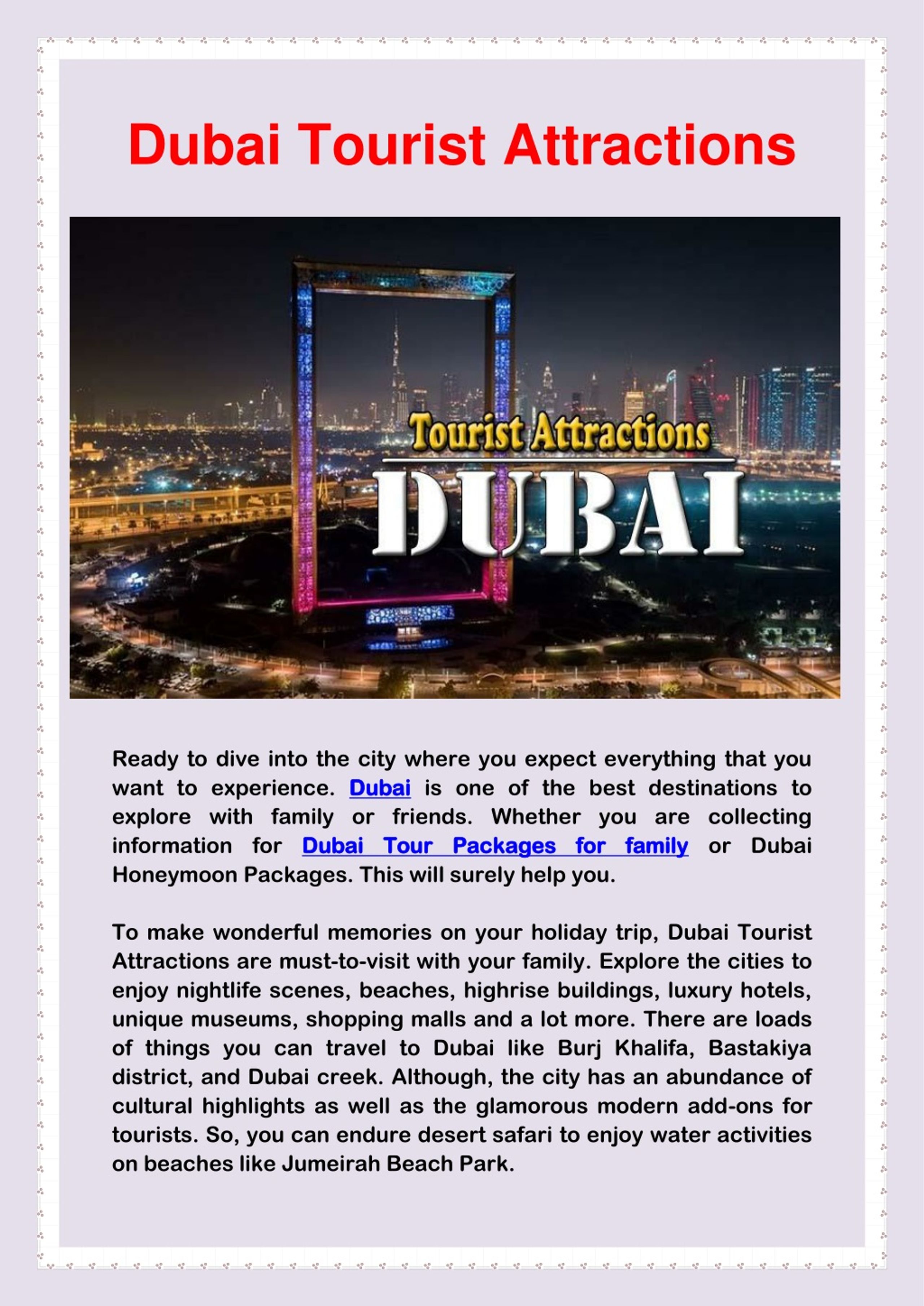 PPT - Best Dubai Tourist Attractions PowerPoint Presentation, free ...