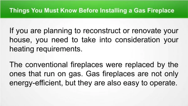 Things You Must Know Before Installing a Gas Fireplace