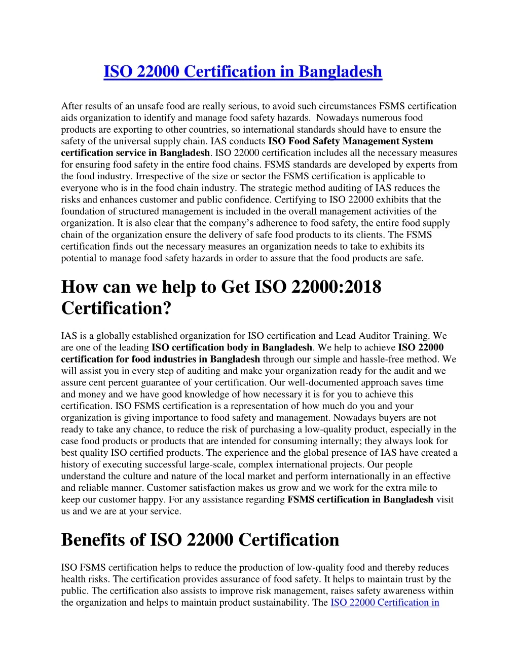 iso 22000 certification in bangladesh after