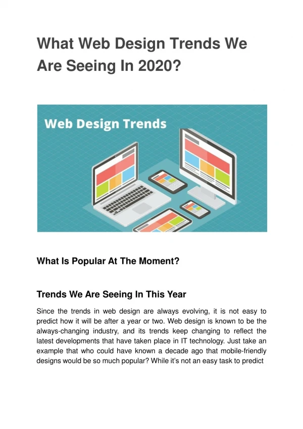 What Web Design Trends We Are Seeing In 2020?