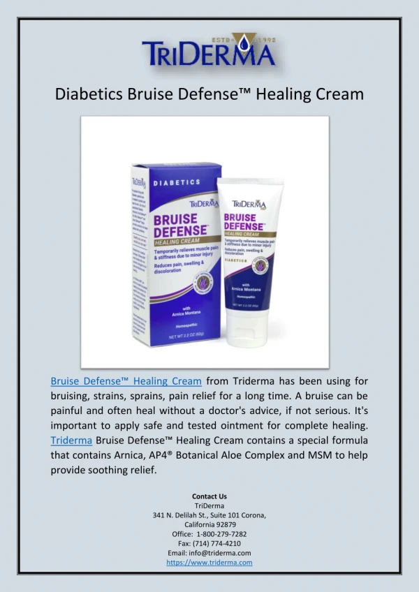Diabetics Bruise Defense™ Healing Cream