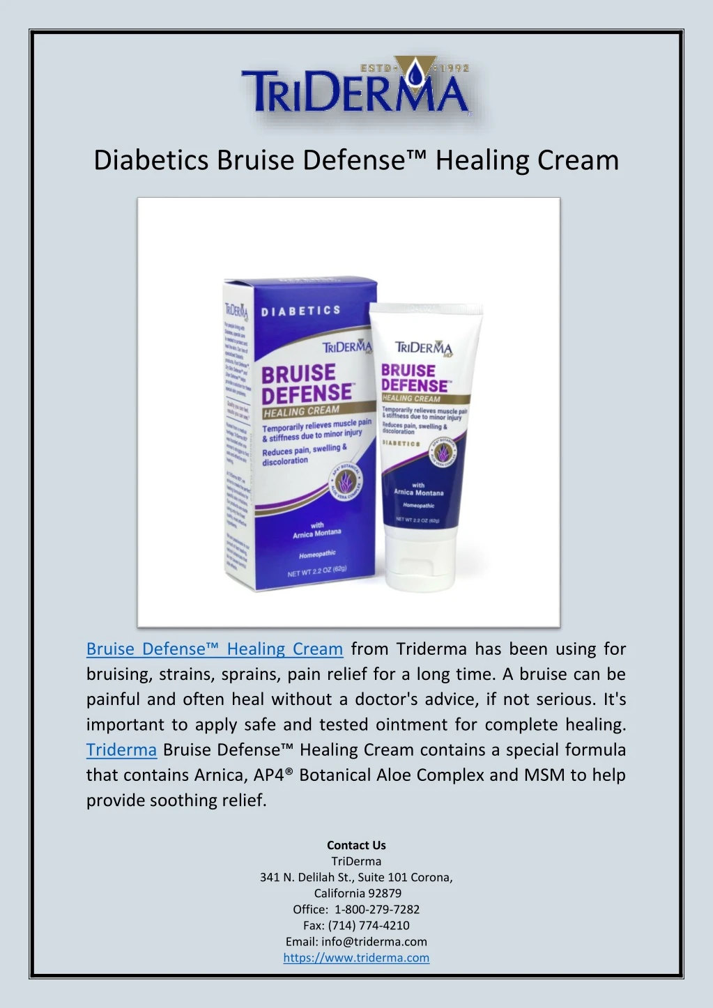 diabetics bruise defense healing cream
