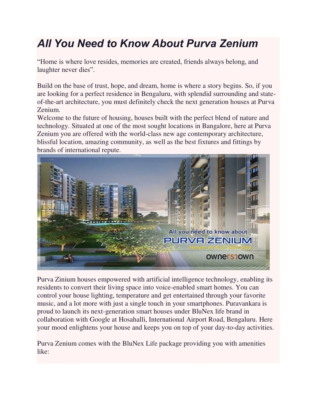 all you need to know about purva zenium home