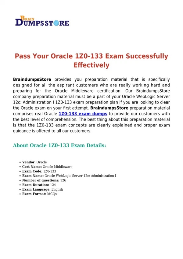 Download Oracle 1Z0-133 [2019] Exam Dumps with Up to Date Questions