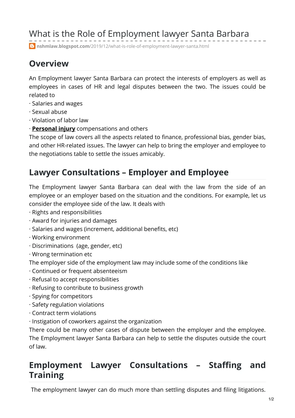 what is the role of employment lawyer santa