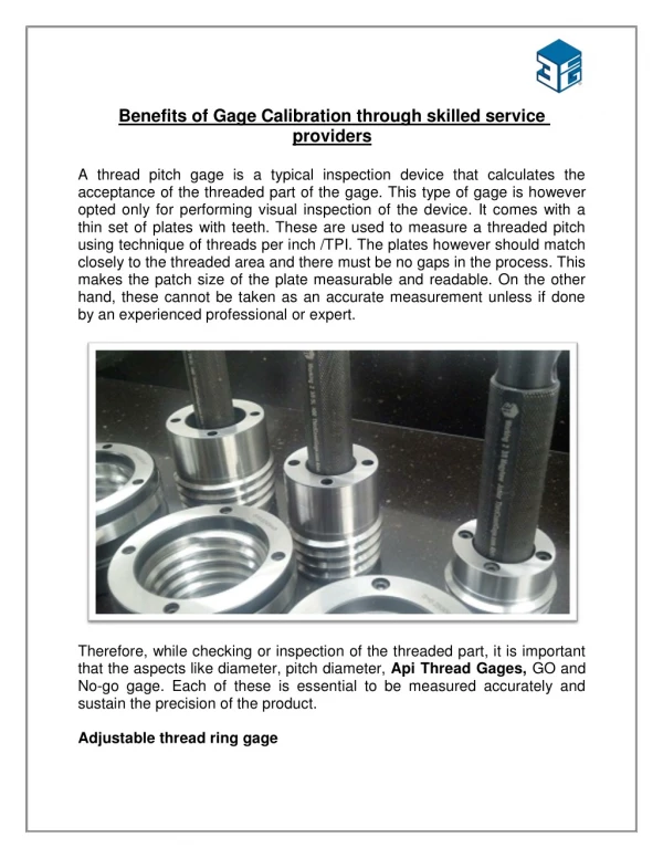 Benefits of Gage Calibration through skilled service providers