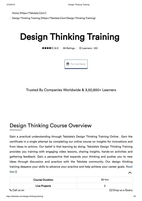 Enhance Your Career With  Design_Thinking online Training At TekSlate