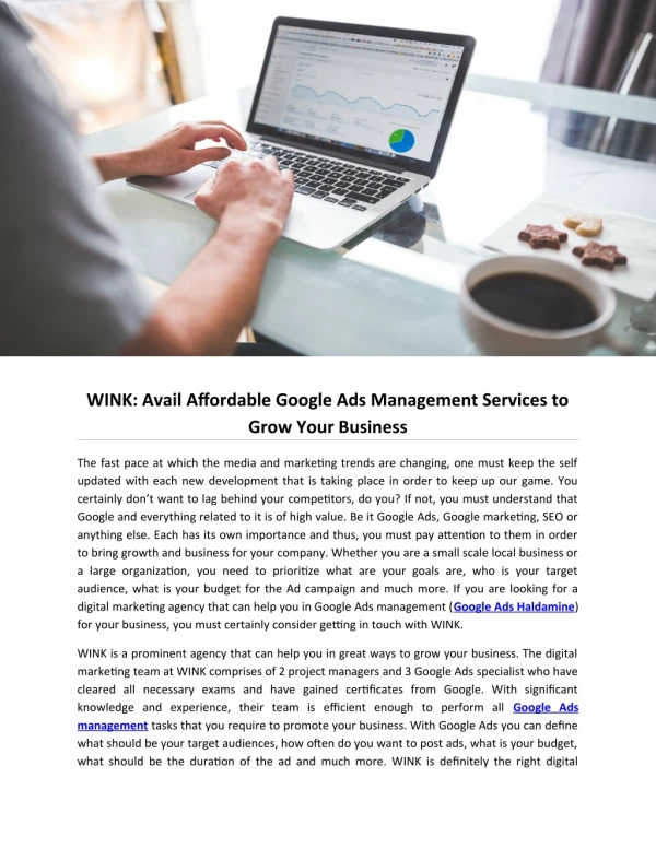 WINK: Avail Affordable Google Ads Management Services to Grow Your Business