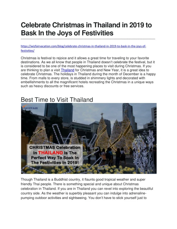 Celebrate Christmas in Thailand in 2019 to Bask In the Joys of Festivities
