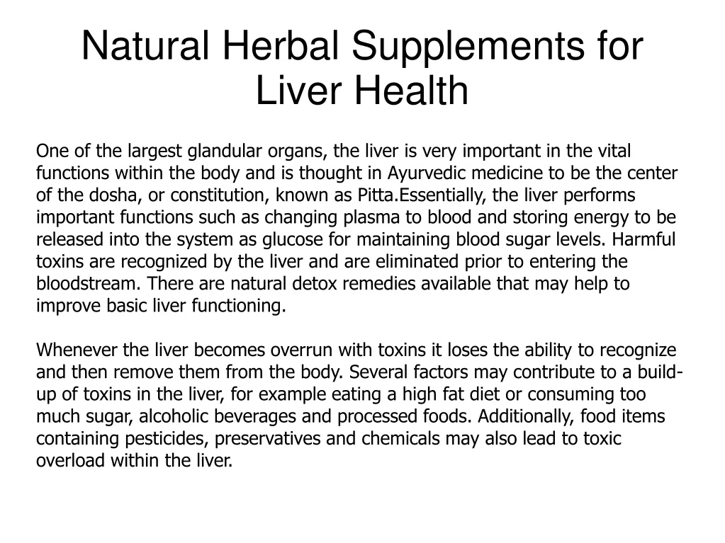 natural herbal supplements for liver health
