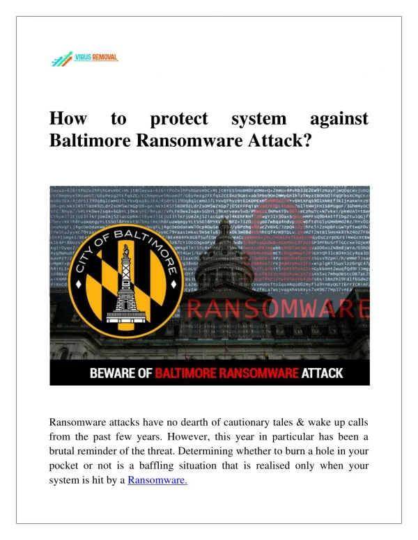 Guide to prevent Baltimore Ransomware Attack on your system