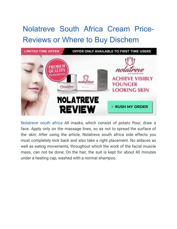 Nolatreve South Africa Cream Price- Reviews or Where to Buy Dischem