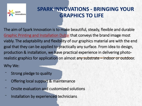 Spark Innovations - Bringing Your Graphics to Life