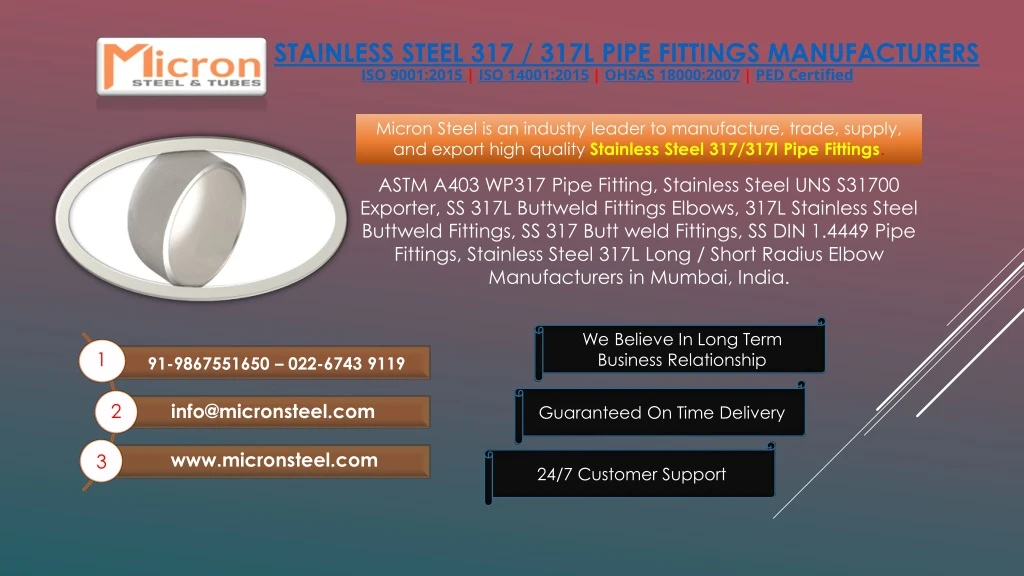 stainless steel 317 317l pipe fittings