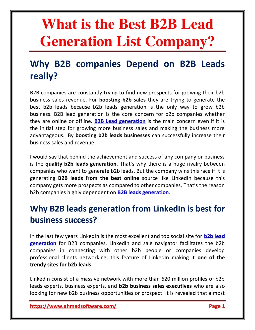 what is the best b2b lead generation list company