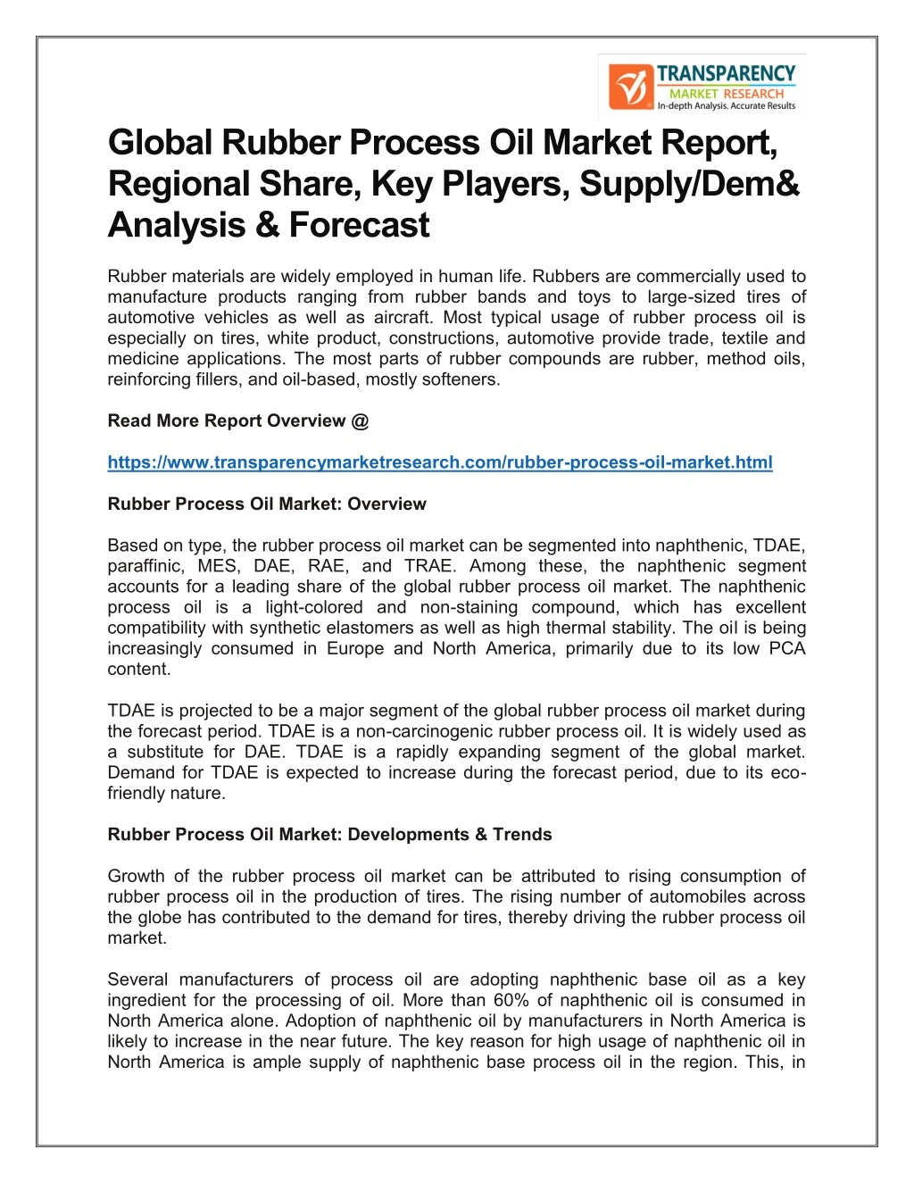 global rubber process oil market report regional