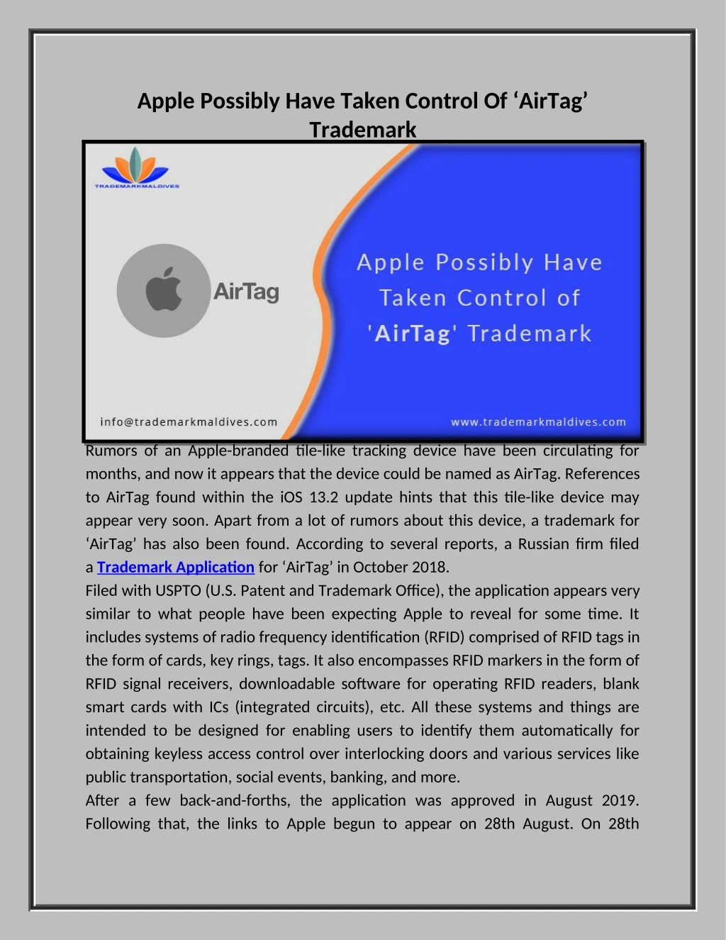 apple possibly have taken control of airtag