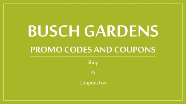 Busch Gardens Discount Coupons and Promo Codes