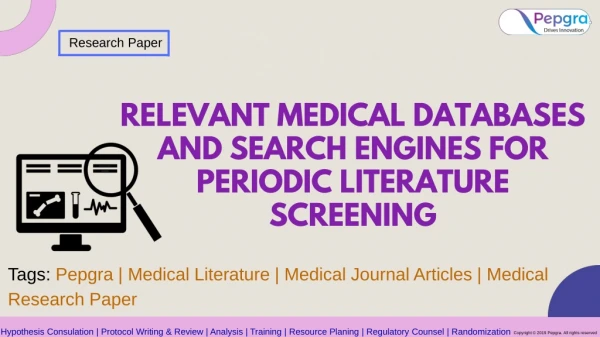 Relevant Medical Databases and Search Engines for Literature Screening