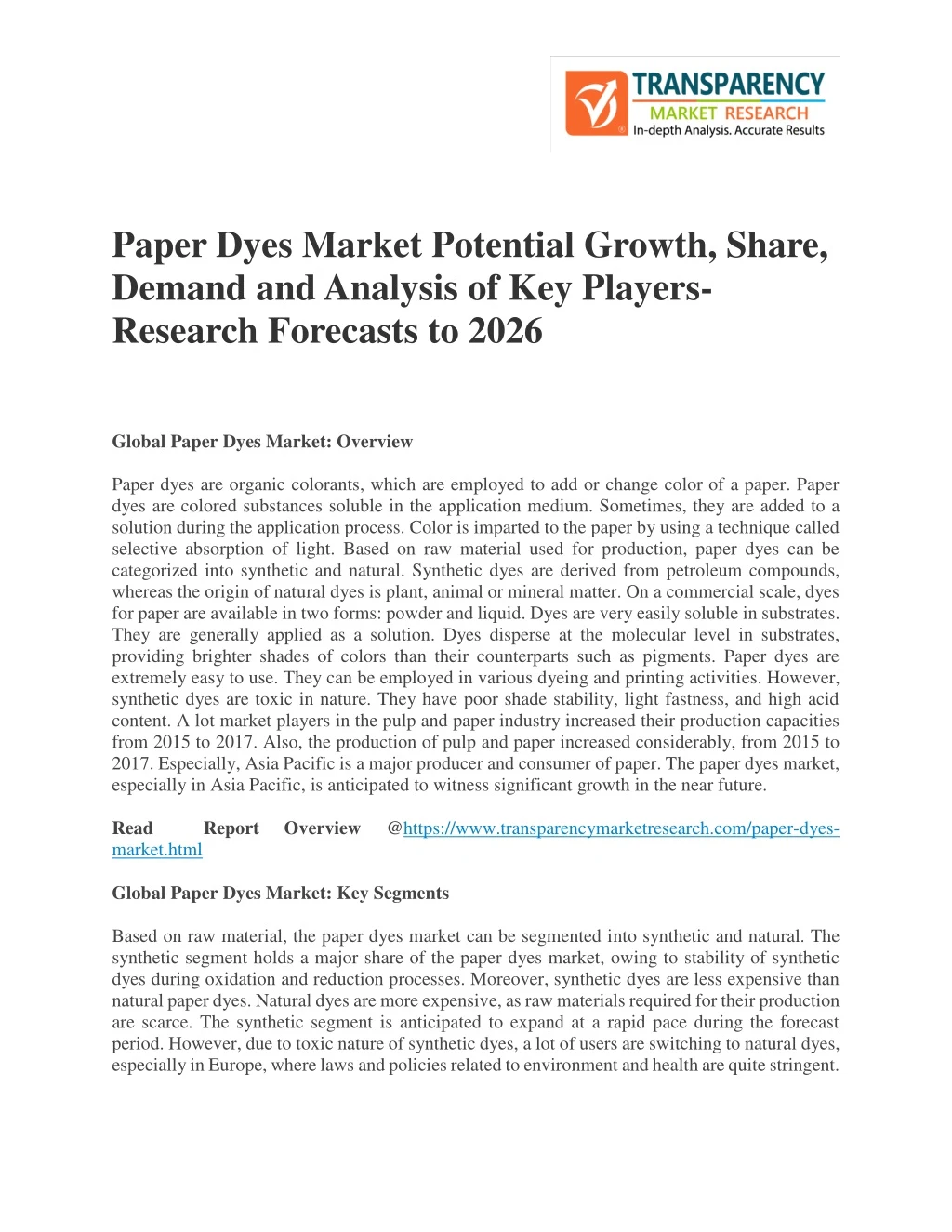 paper dyes market potential growth share demand