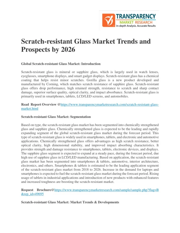 Scratch-resistant Glass Market Trends and Prospects by 2026