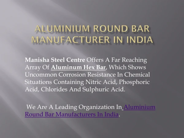 Aluminium round bar manufacturers in india